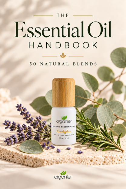 Essential Oil Handbook by Arganier, 50 natural aromatherapy blends and printable worksheets ebook cover