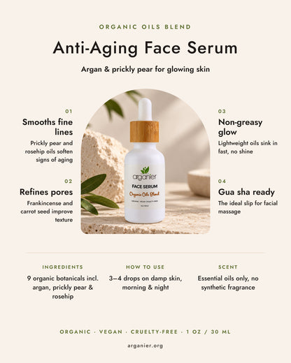 Anti-Aging Face Serum | Organic Argan & Prickly Pear Facial Oil for Glowing Skin